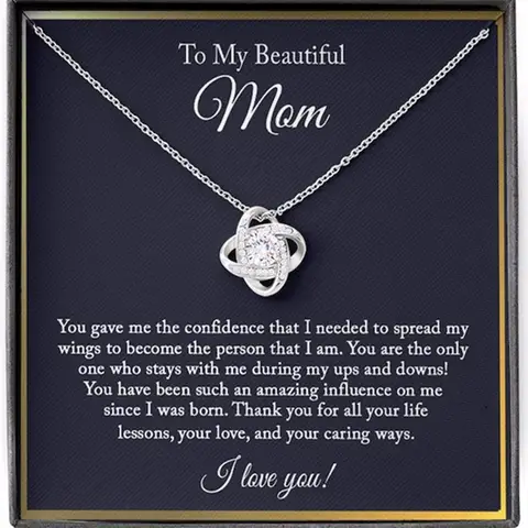 To My Beautiful Mom Rhinestone Necklace, Mom Birthday Gift From Daughter/Son, Mother's Day Gifts, Christmas Gifts