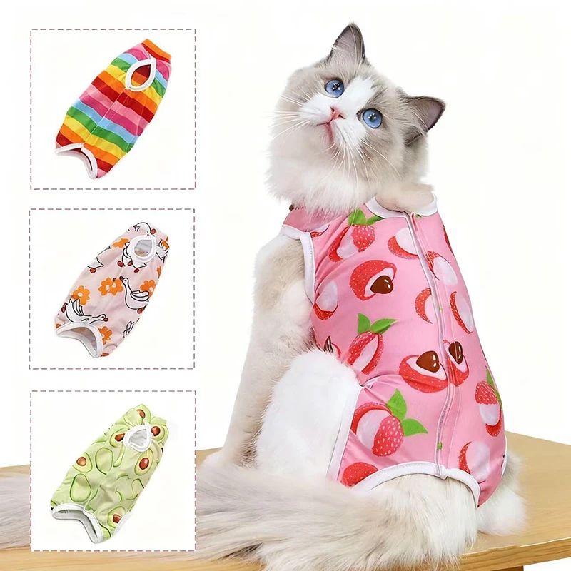 

Cat Surgery Recovery Disinfection Suit female Cat Surgery One-piece Anti Licking Breathable Cat Suit Cute Printed Pet Care Suit