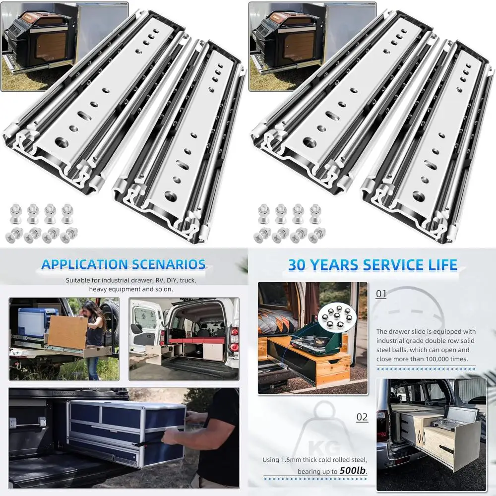 

Усиленные направляющие с шарикоподшипниками для промышленного применения и автодомов, выдвижные, 12-60 дюймов