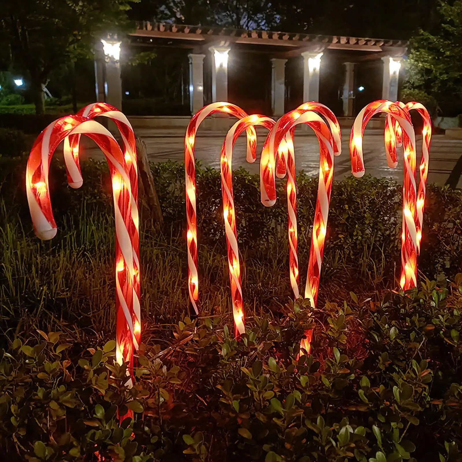 Christmas Candy Cane Lights Yard Lawn Driveway Landscape Lighting Warm Light