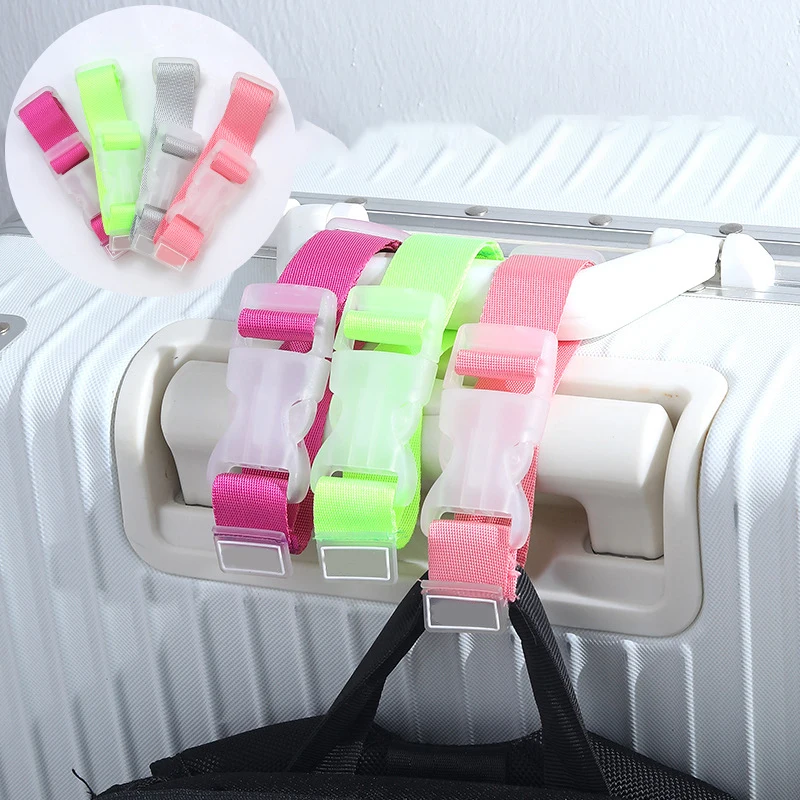 Portable Adjustable Luggage Straps Nylon Trolley Luggage Accessories Hanging Buckle Straps Suitcase Bag Straps Belt Lock Hooks