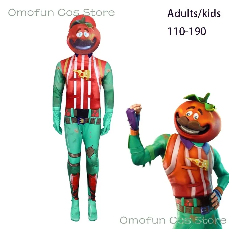 2025 aaa رأس الطماطم Tomatohead تأثيري فورت ملحمي الزي بذلة زي لعبة لعب الأدوار معركة الملابس 110-190 حفلة الهالوين U