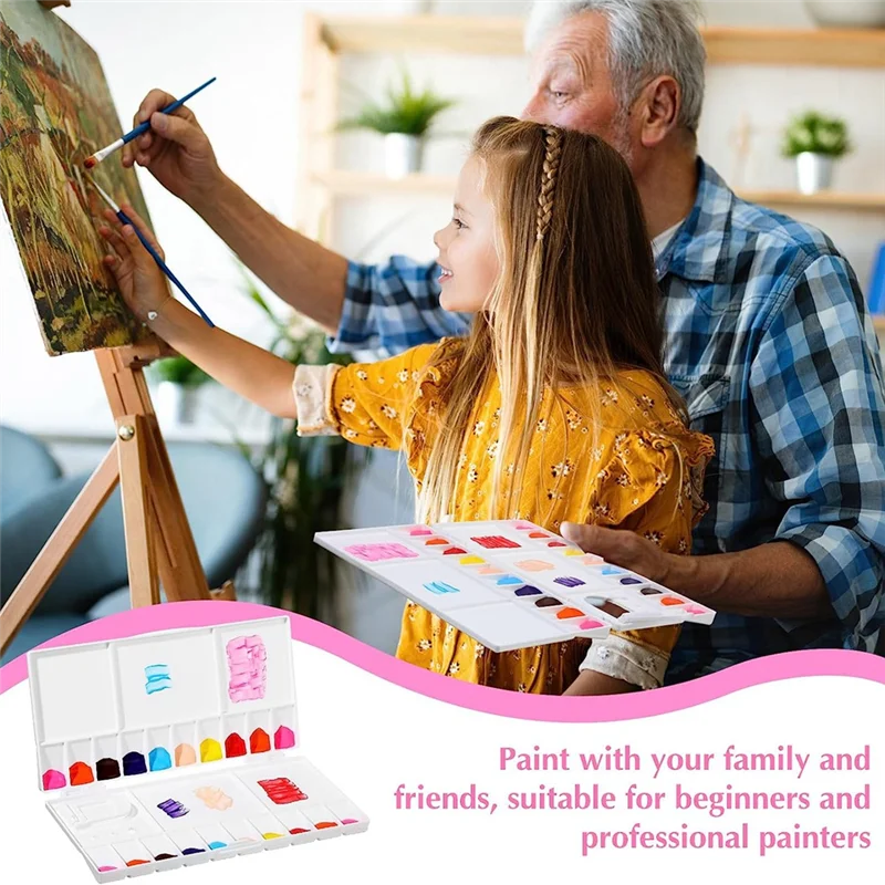 

12 PCS Paint Palette Folding Painting Tray White With 20 Wells 5 Mixing Areas Watercolor Painting Palette For Travel Painting