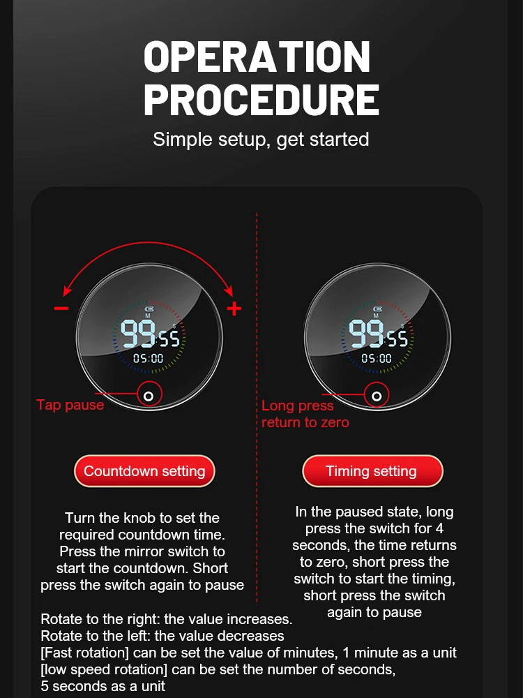 Led Digital Timer For Kitchen Cooking Shower Learning Stopwatch Alarm Countdown Timer Rotating Volume Adjustment Magnetic