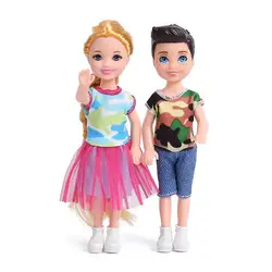 Mini Figures Baby Boys Kawaii Kids Toys 7 Items / Lot Doll Shoes Fashion Dress Clothes For Families 4 Inch Girls Dolls