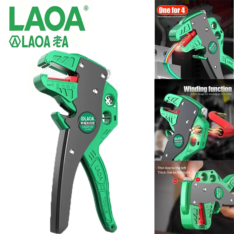 LAOA LA324124 Duckbill Wire Stripper Industrial Heavy Duty 4in1 0.2-4mm² Cable Stripper For Electrician Wiring Repair
