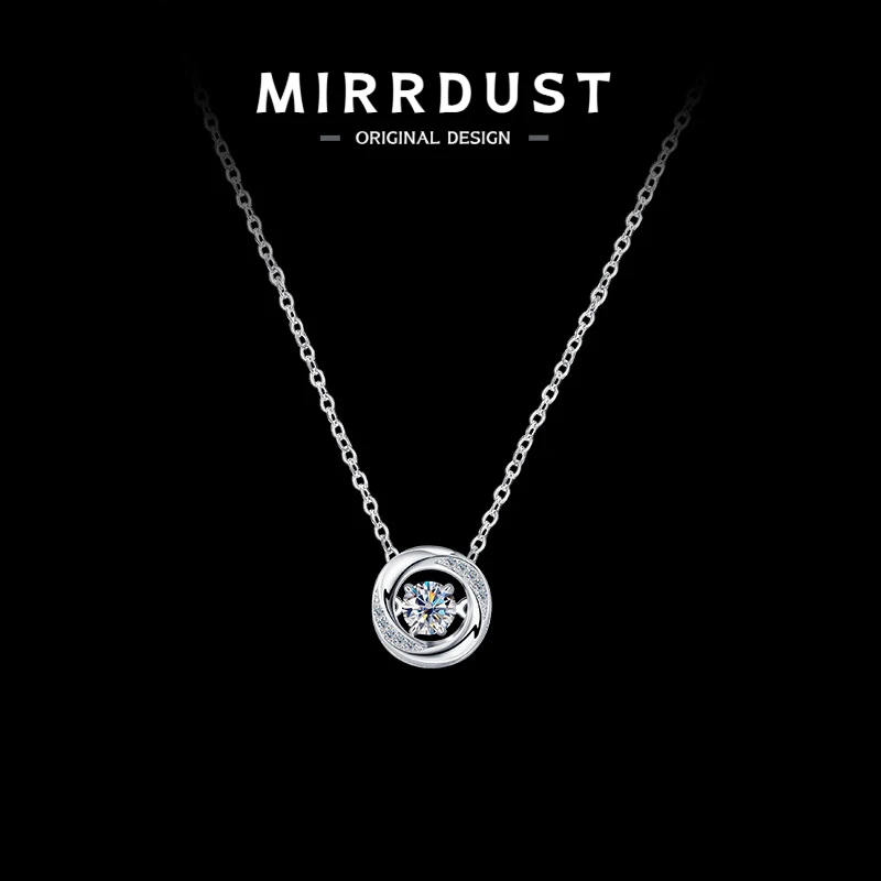 

【Mirrordust】s925Серебряное ожерелье с муассанитом в форме сердца, женская высококачественная легкая роскошная серебряная цепочка с бьющимся сердцем