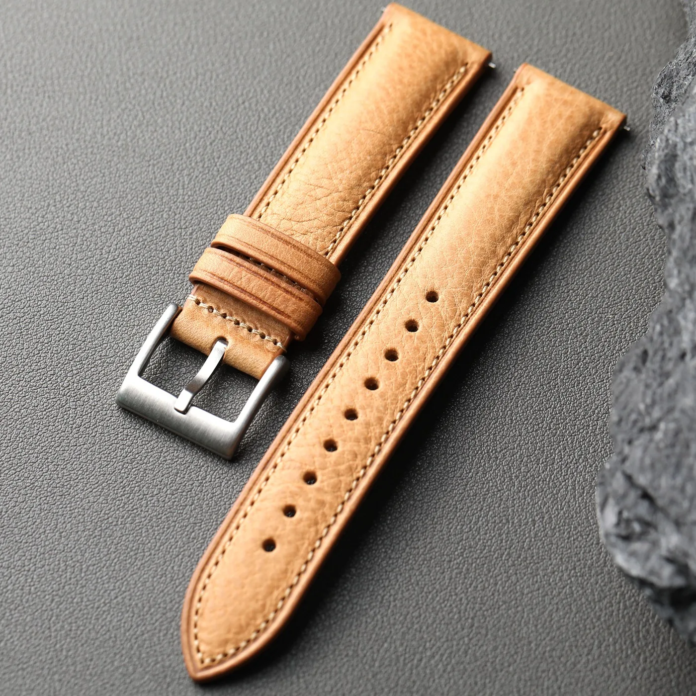 Handmade Italian MBOX top layer cowhide strap, 18 19 20 22MM quick release Watchband, compatible For smart watch straps