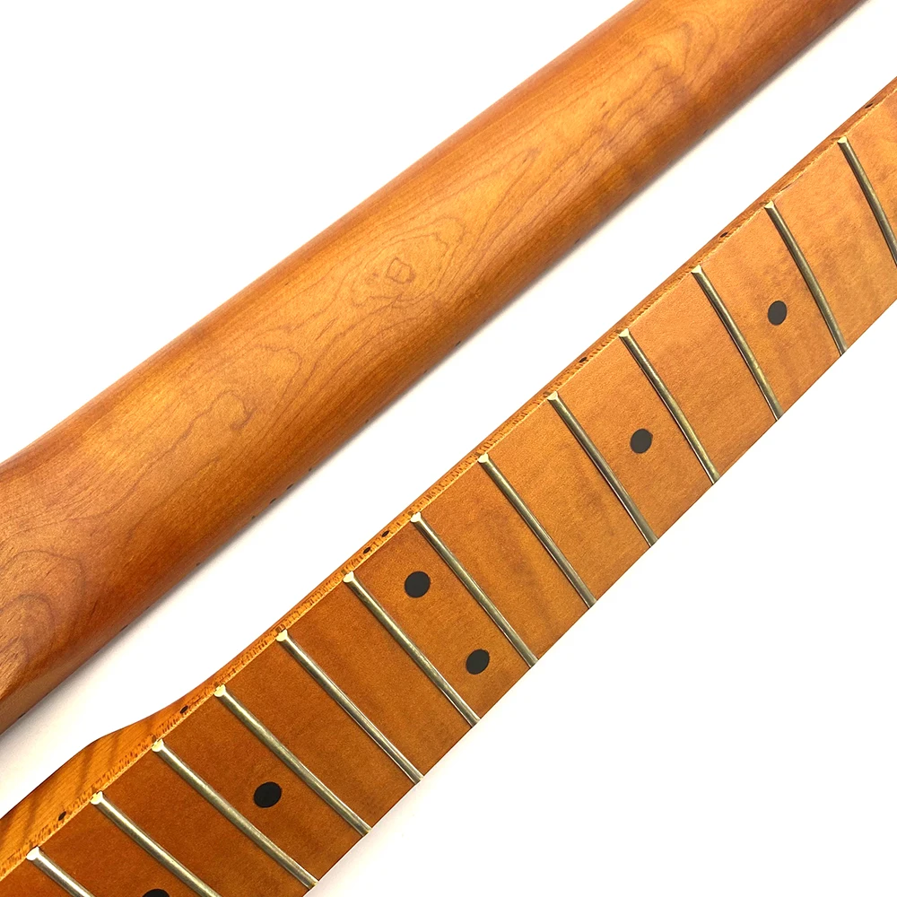 Custom Nitro Stain Finished 22 Fret Roasted Maple Guitar Neck For ST Electric Guitar Replacement