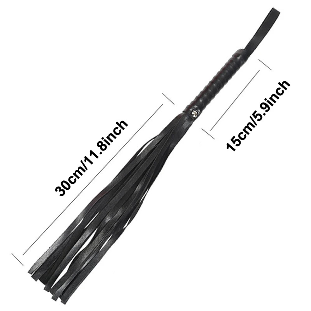 High Quality Pu Leather Pimp Whip Racing Riding Crop Party Flogger Hand Cuffs Queen Black Horse Riding Whip