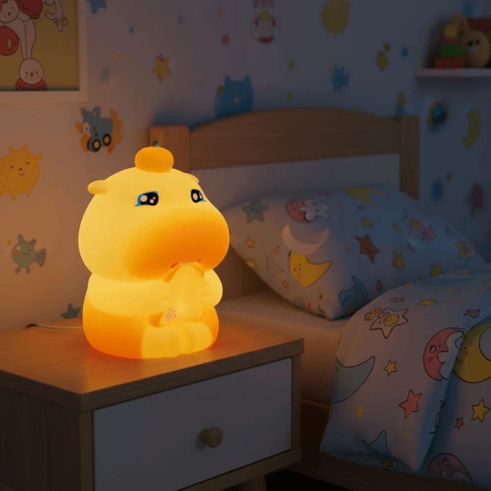 4 Modes Water Dolphin Lulu Night Light Cartoon Touch Sensor LED Cute Tap Light Squeezable Adjustable Brightness
