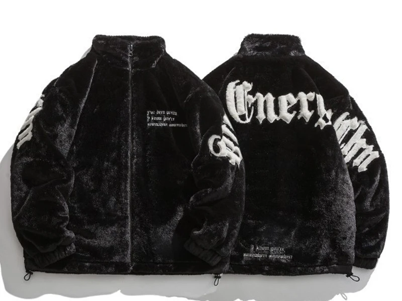 HISTREX Men Rabbit Fur Jacket Parkas,Hip Hop Fluffy Coat,Winter Fleece Overcoat,Outerwear Streetwear,Korean Women Y2k Clothing