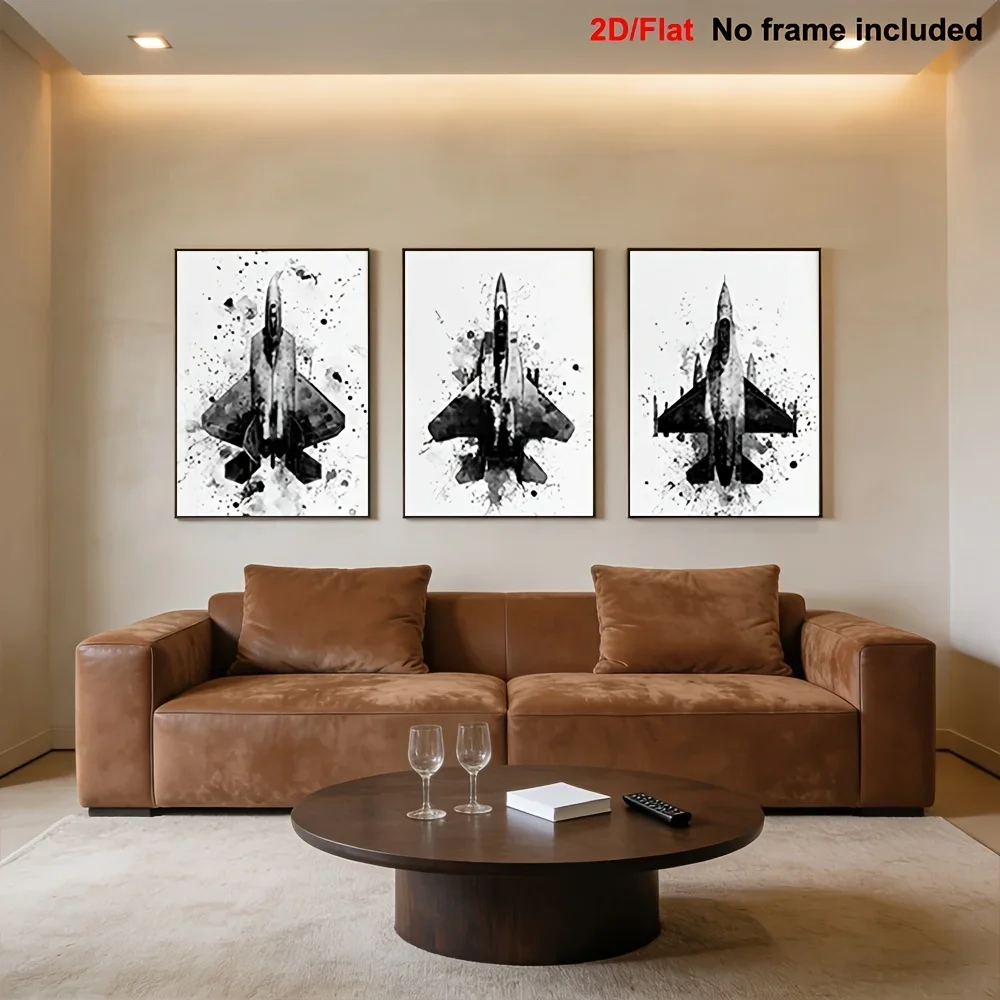 2D Flat Printing 3pcs frameless   Modern Vertical Eagle Falcon Raptor Watercolor -  Canvas Suitable for Living Room,, Mediterran