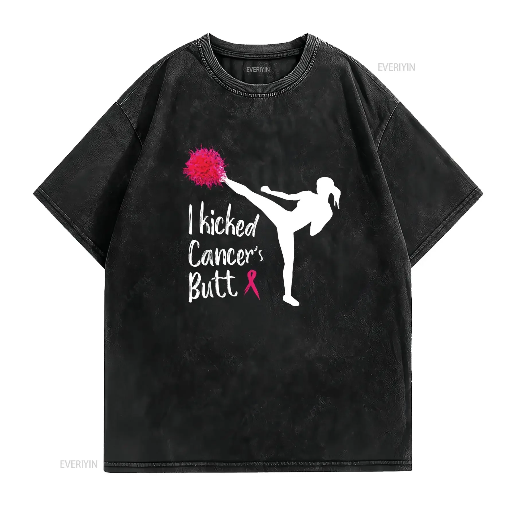 I kicked Cancer s Butt Funny T Shirt For Women Black X Large vintage Washed fashion designer clothes graphic