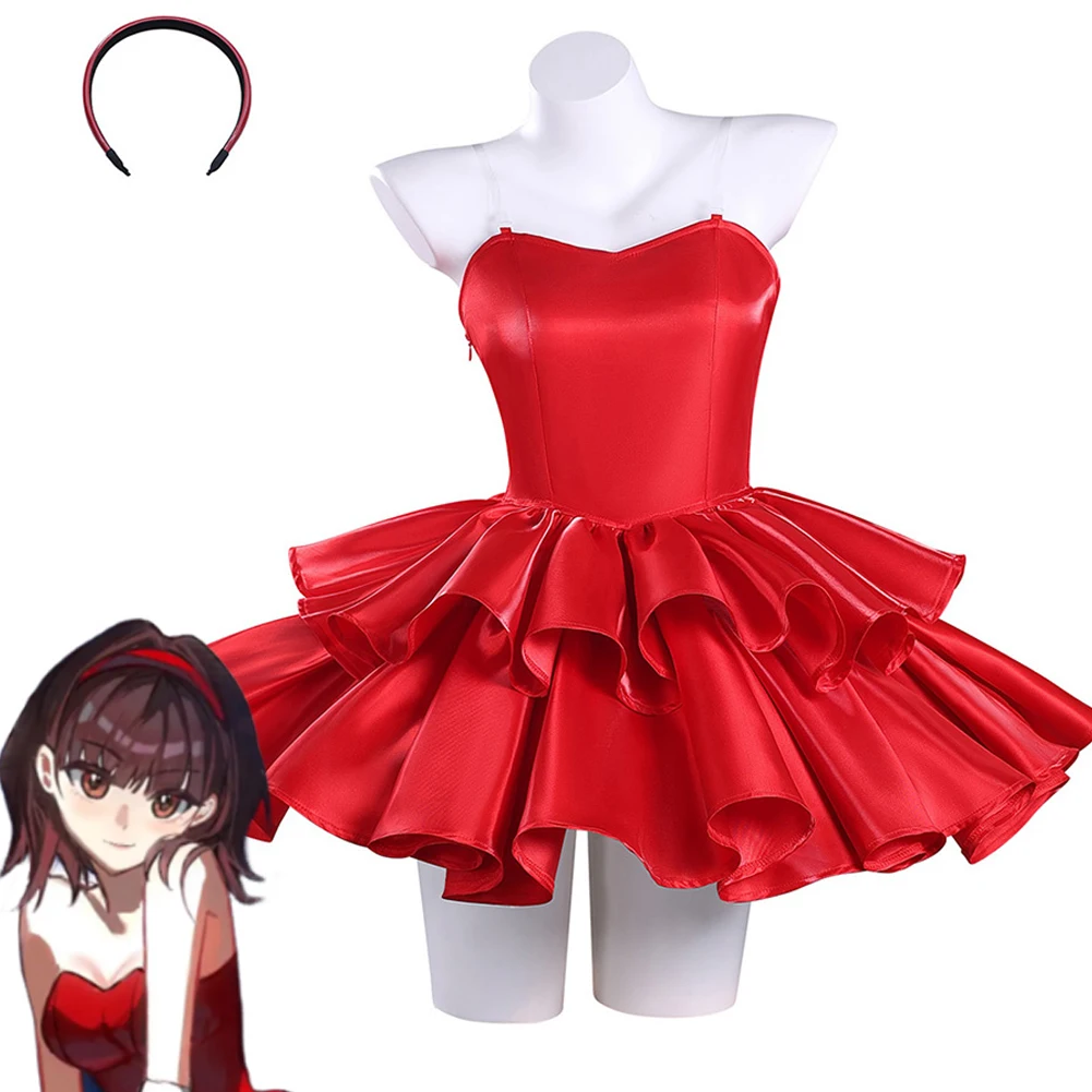 

Anime Perfect Blue Mima Kirigoe Cosplay Costume Role-playing Clothing Women Red Dress Headgear Fantasia Outfits Halloween Suits