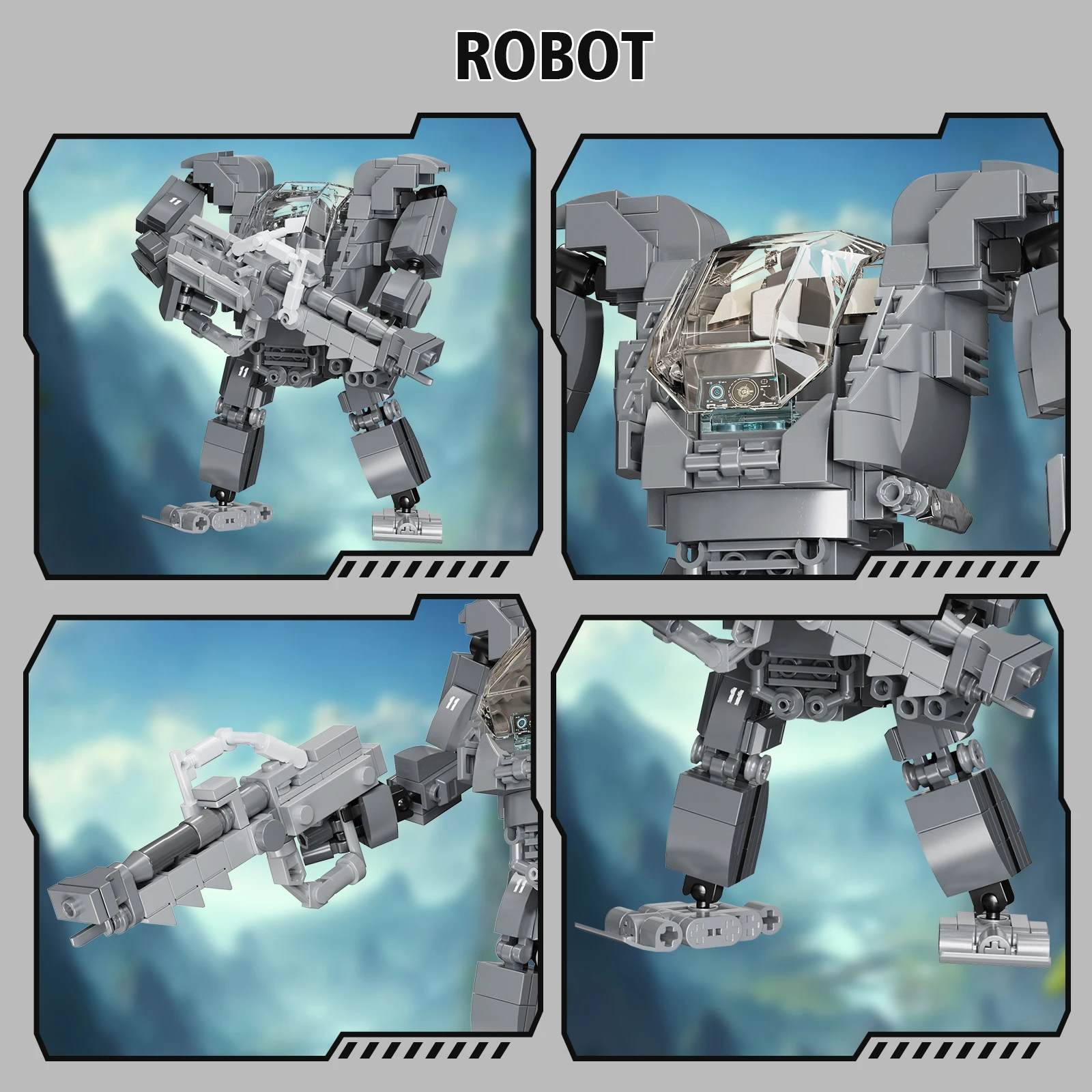 Kit Modelo de Helicóptero e Mecha, Conjunto de Terno AMP, 2 em 1, Toy Sets, Blocos Colecionáveis, Presente para Fãs de Cinema, SA2