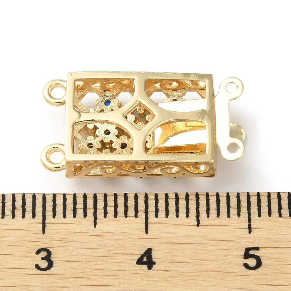 10Pc Brass Micro Pave Cubic Zirconia Box Clasp Rectangle Multi-Strand Connector Clasp for Jewelry Making DIY Bracelets Necklaces