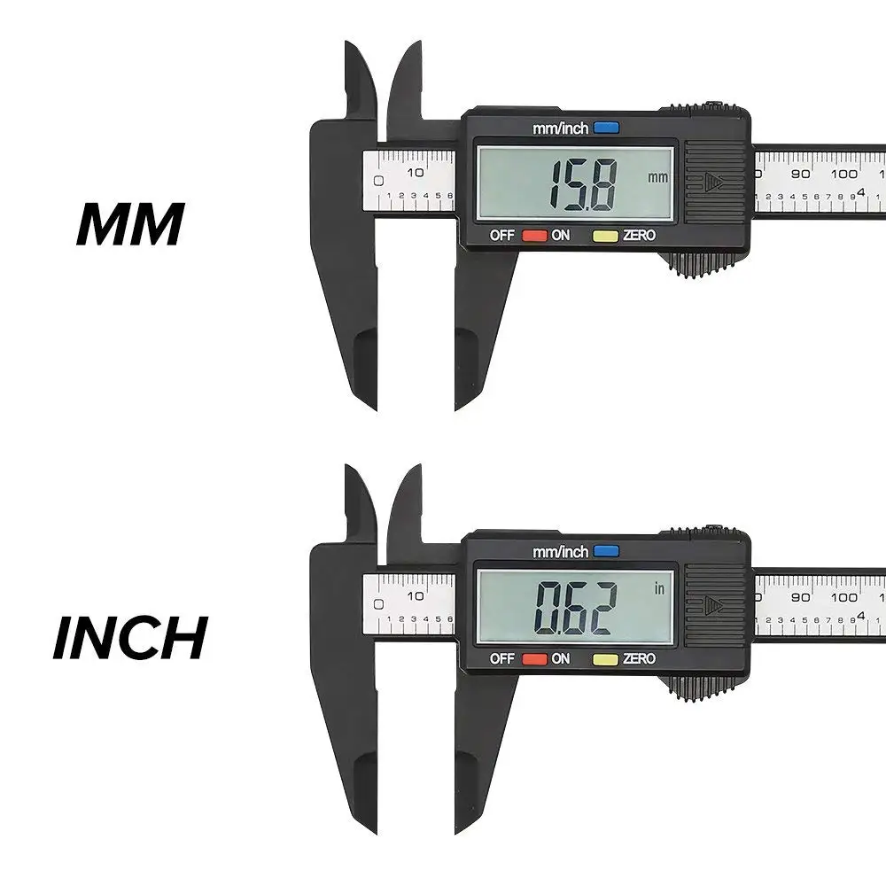 150mm 100mm Elektronischer Digitaler Messschieber Kohlefaser Zifferblatt Messschieber Mikrometer Messwerkzeug Digitales Lineal