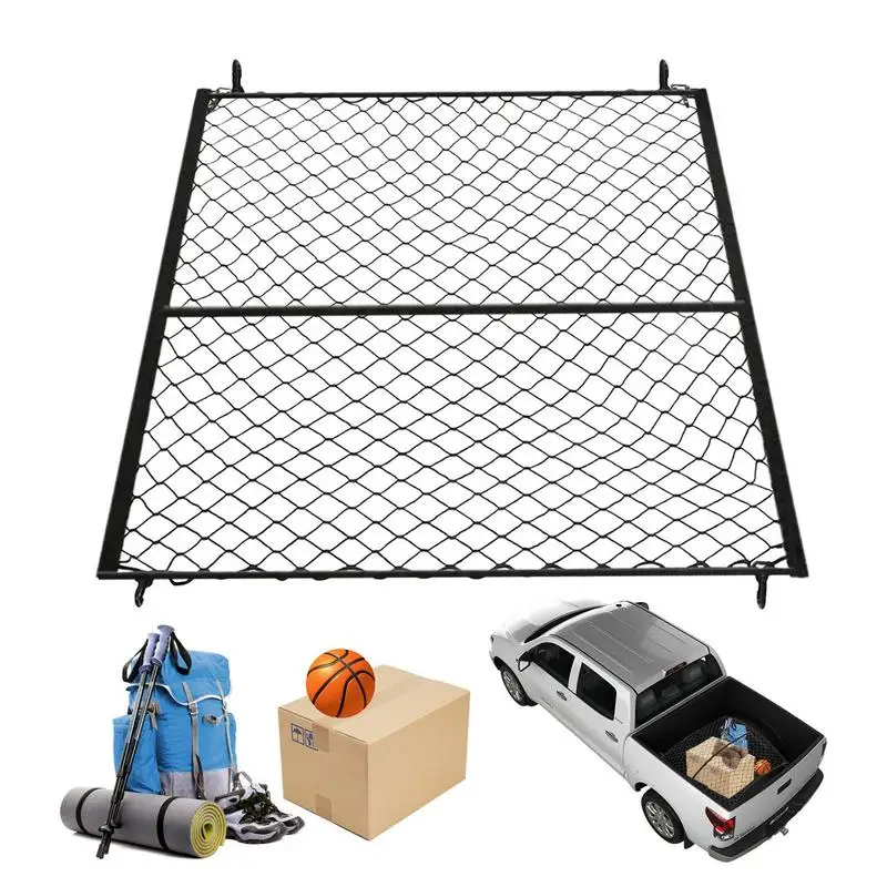 

Car Trunk Rooftop Net Mesh Cargo Net Heavy Cargo Net Truck Trailer Dumpster Extend Mesh Covers Luggage Nets With 4 Fixed Hooks