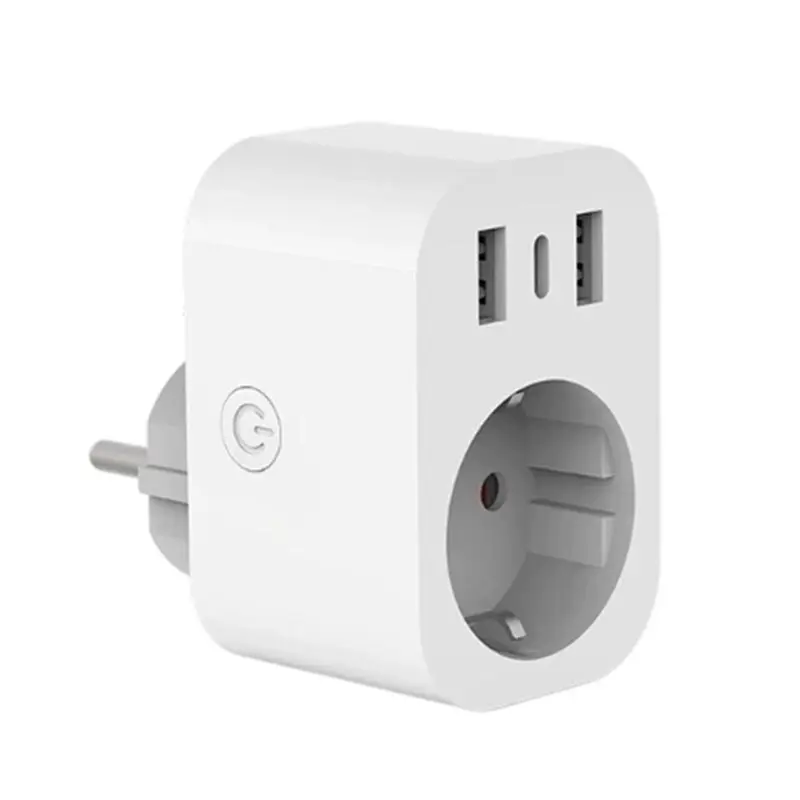 

A03F-Home Appliance EU Wifi Smart Plug Tuya USB Type C Smart Socket Phone For Alexa Google Home Works EU Plug
