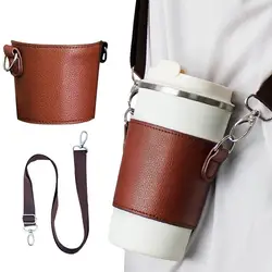 Portable Coffee Cup Holder Bag Water Bottle Sleeve PU Leather Water Cup Carrier Pouch  Handbag Beverage Milk Tea Cup Band