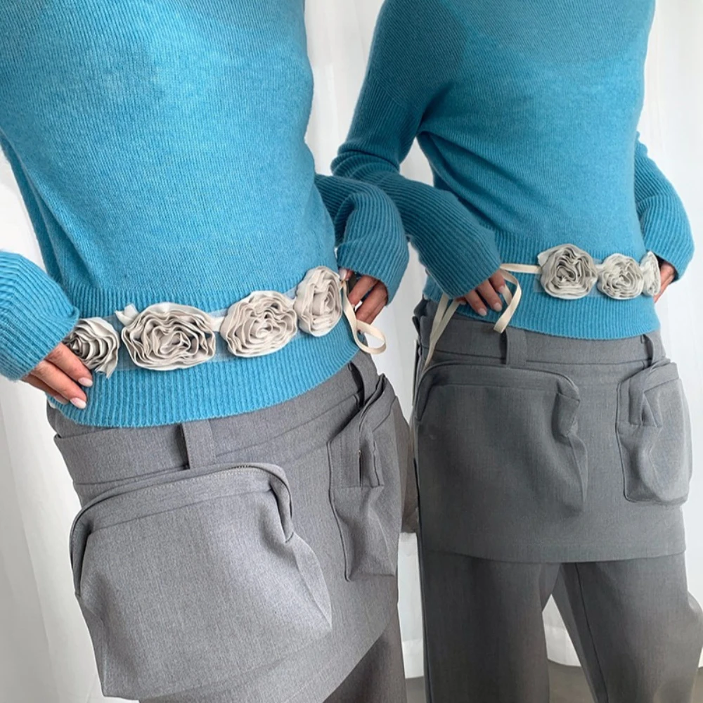 Harajuku High-End Rose Flower Waist Belt Women  A Unique Design Skirts Jeans With Decorative Straps Multi purpose waist chain