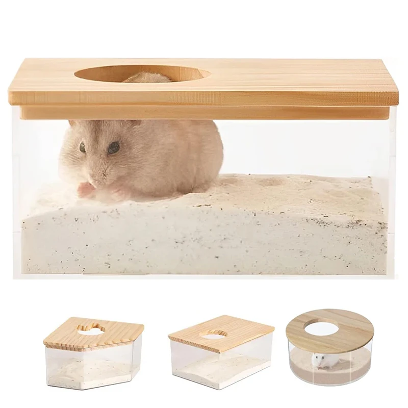 

Hamster Bathroom Large Space Transparent Splash-proof Small Animal Sand Shower Box Bathtub Small Pet Toilet Hamster Accessories