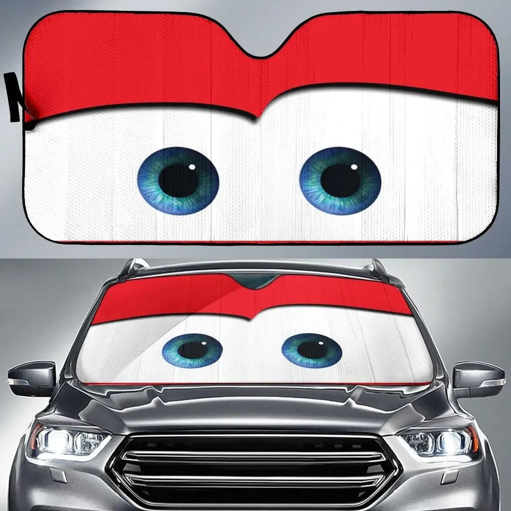 Red Cartoon Eyes Car Sunshade Custom Black Color Car Sunshades Reflector Anti UV Protector Fashion Front Windshield Sunshade