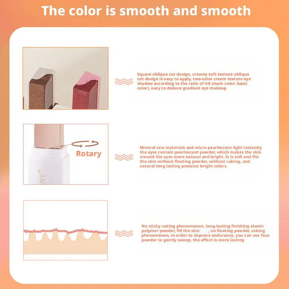 2 色のグラデーションアイシャドウスティック三次元ナチュラルメイクを落とすことなく卸売メイクアップ