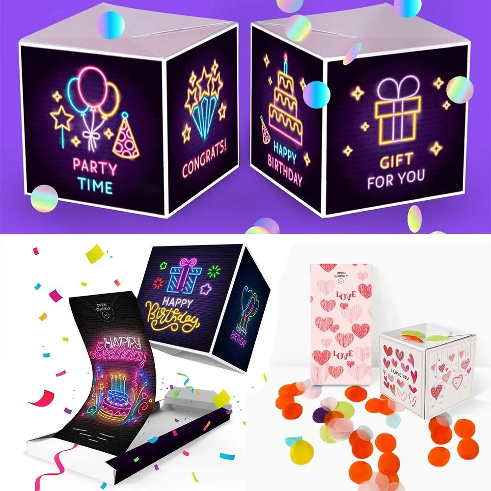 Jubiläums-Explosionskarte mit Konfetti, Überraschungskarte, Partydekoration, Überraschungsgeschenkbox, Überraschungs-Sprungbox, Pop-Up-Explosion