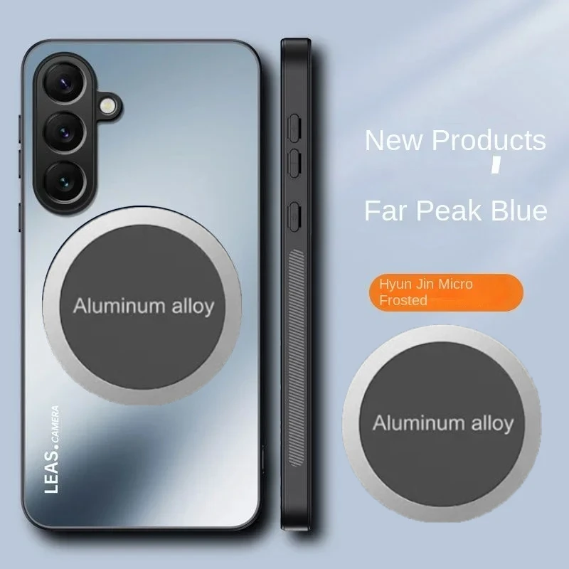 الفاخرة سيارة معدنية حامل مغناطيسي جراب هاتف لسامسونج S25 حافة الترا زائد FE S24 A55 A06 ماتي متجمد حماية غطاء سيليكون