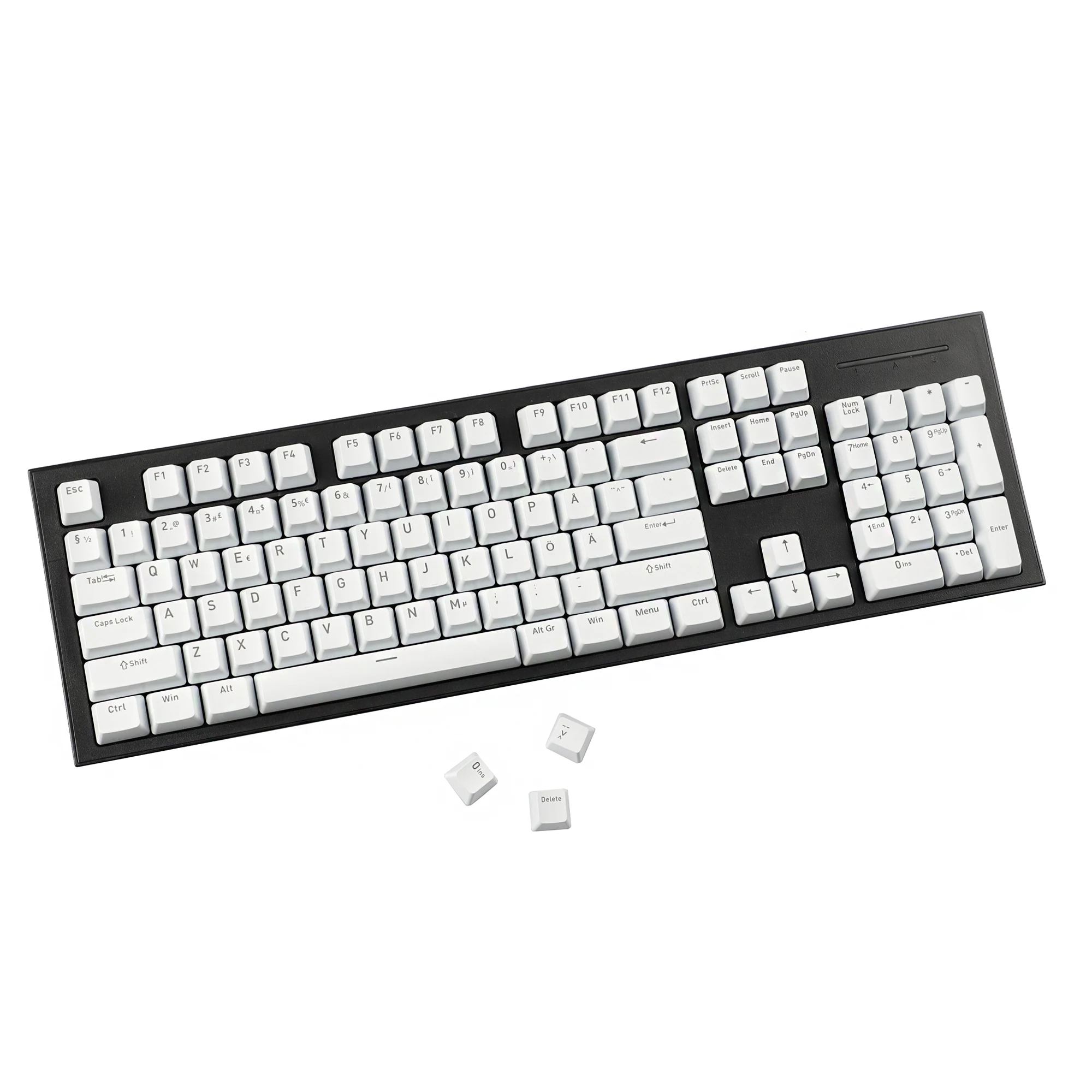 YMDK 116 Keys Swedish Backlit Black White ABS OEM Profile Spray-painted DIY Laser Engraving Keycaps for MX Mechanical Keyboards