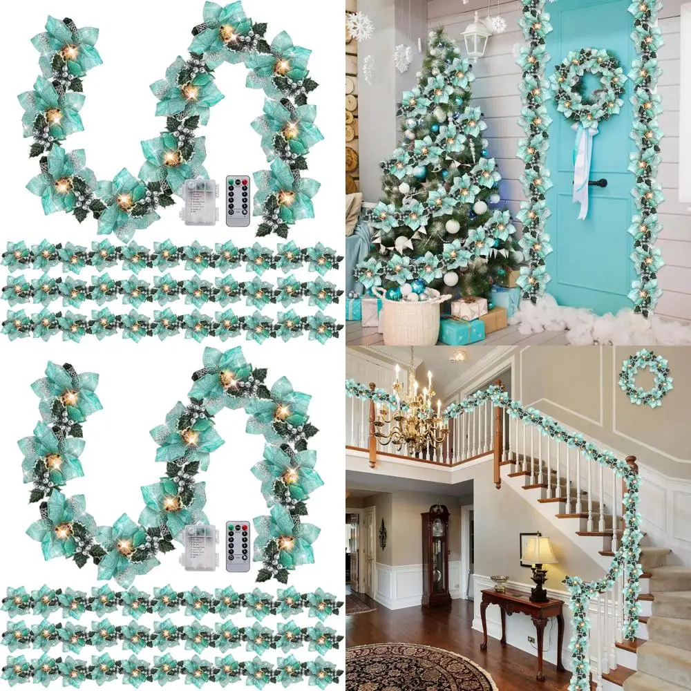 Prelit Poinsettia G… - image