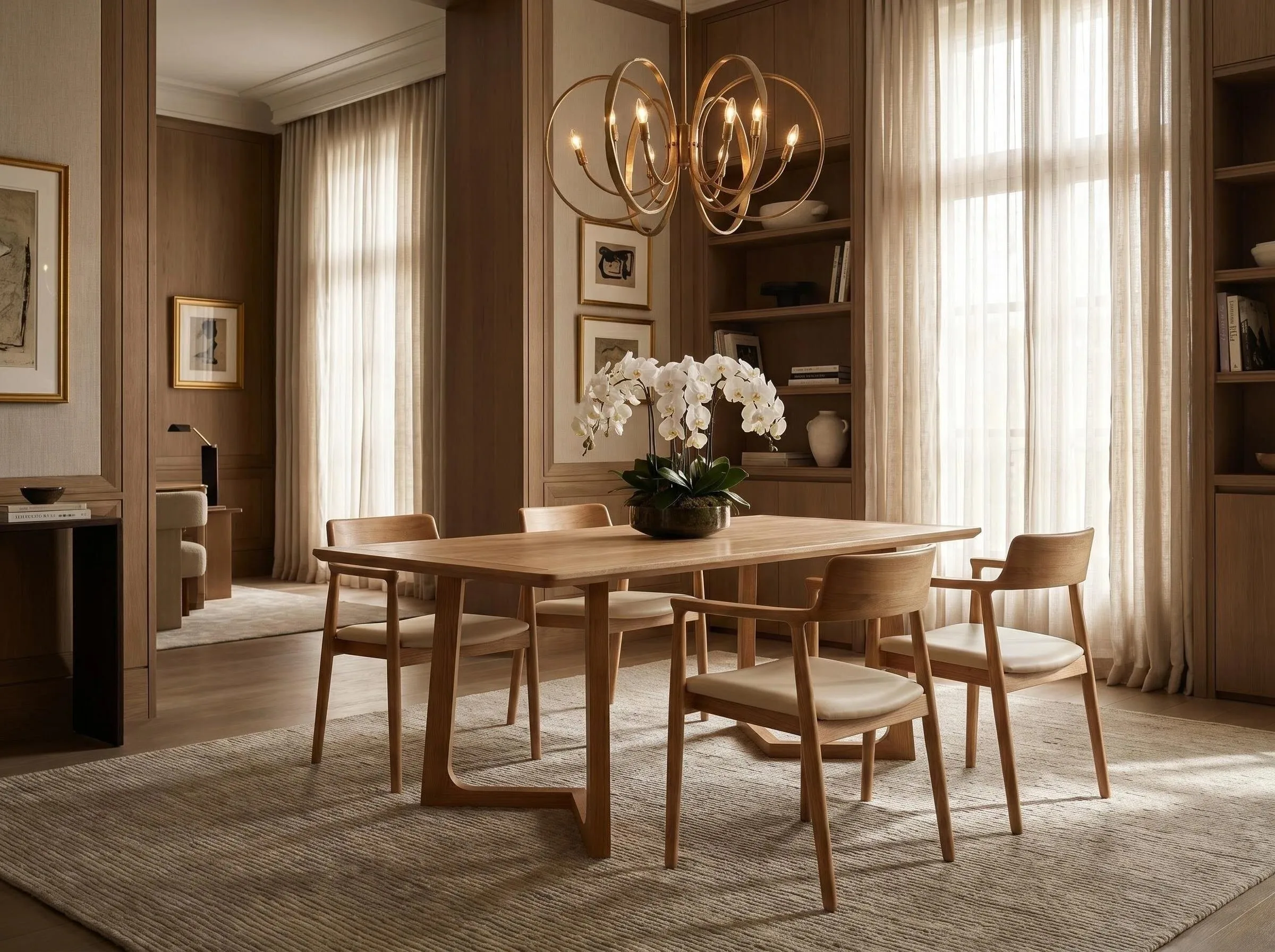 Nowoczesne krzesło do jadalni z litego drewna dębowego - ergonomiczny, ekologiczny fotel w stylu Hiroshima z siedziskiem ze skóry Nappa, luksusowe do restauracji i domu.