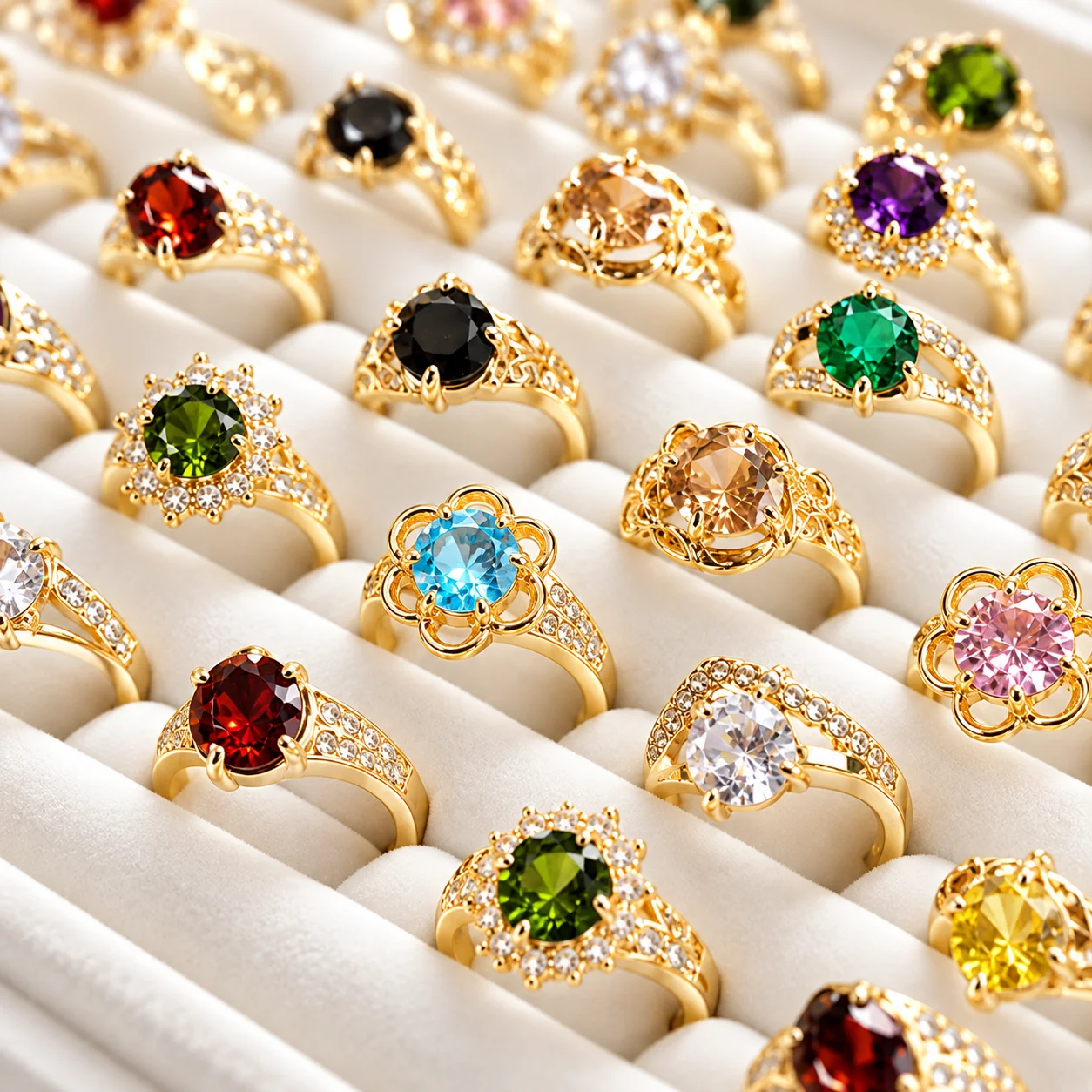 50pcs/lot Mixed Color Gold Ring Set Vintage Oval Stone Finger Rings for Women Birthday Anniversary Jewelry Lot