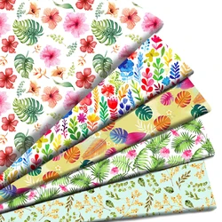 Plant Leaves Flowers Printed Polyester Pure Cotton Material Patchwork Tissue Sewing Quilting Fabrics Needlework DIY Cloth