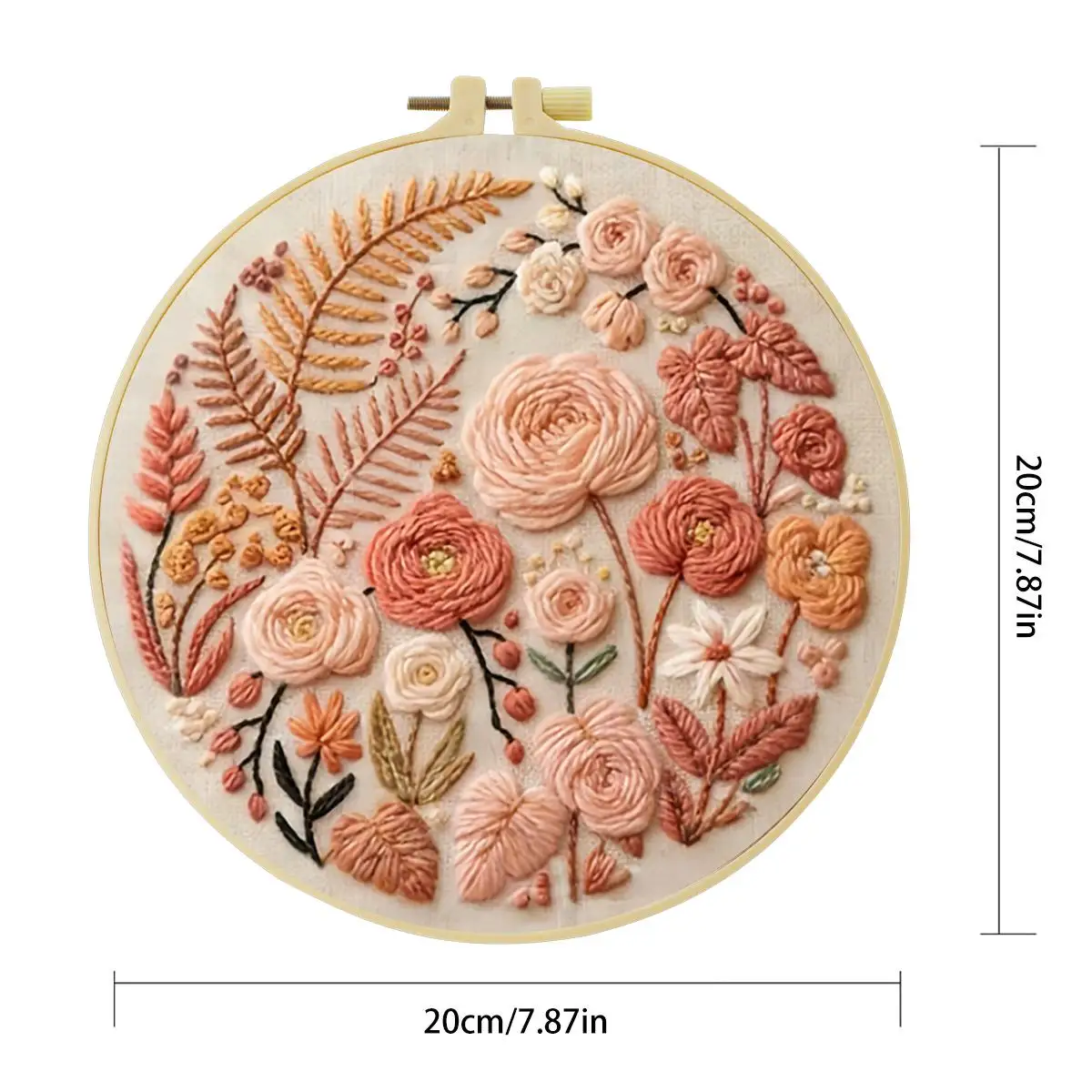 1 Stück 20X20CM/15X15CM 7,87/6,3 Zoll Blumen-Stickerei-Starter-Kit DIY-Kit DIY-Stickerei-Set Handarbeiten Nähkunst Malerei – Detail 4