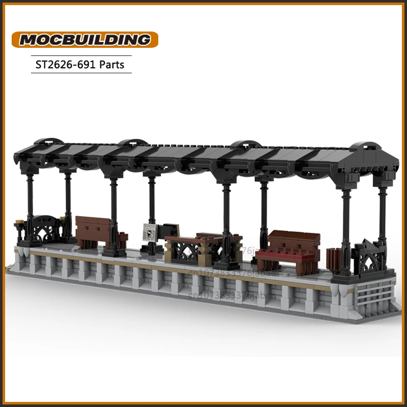 Eisenbahn Plattform MOC Bausteine Bahnhof Stadt Architekturen Technologie Ziegel DIY Montage Modell Sets Spielzeug Weihnachten Geschenke