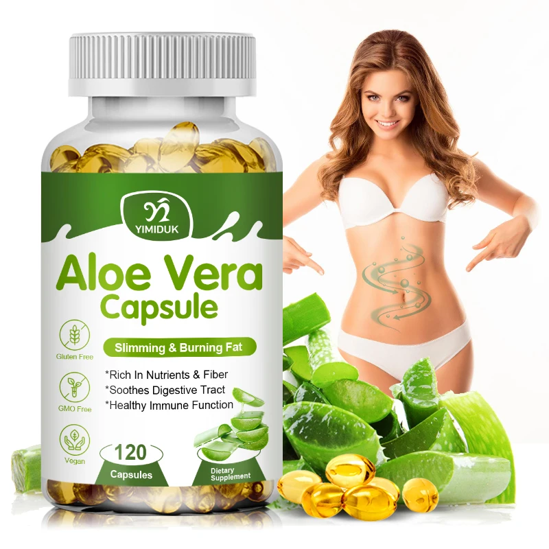 Natural Anti-obesity Aloe Vera Extract Capsules Detox Toxin Accumulation Clearing Intestines Weight Loss Beauty Health