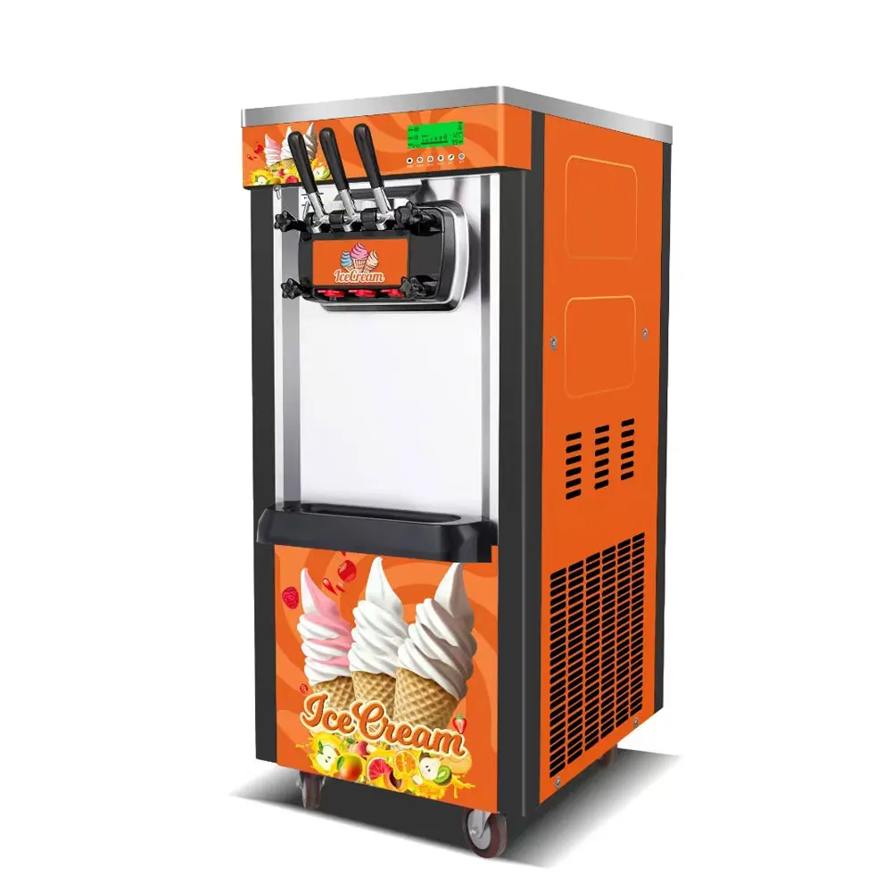 Industrial Automatic Original Soft Serve Ice Cream Maker Machine 3 Flavors Commercial Use Standing Chocolate Ice Cream Machines