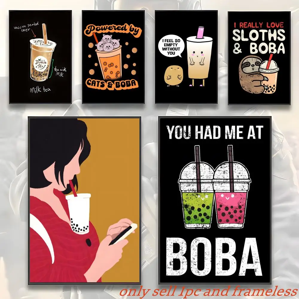 Cartoon Milk Tea Paired urban Art Poster Art with prints Home bedroom living room decoration gift