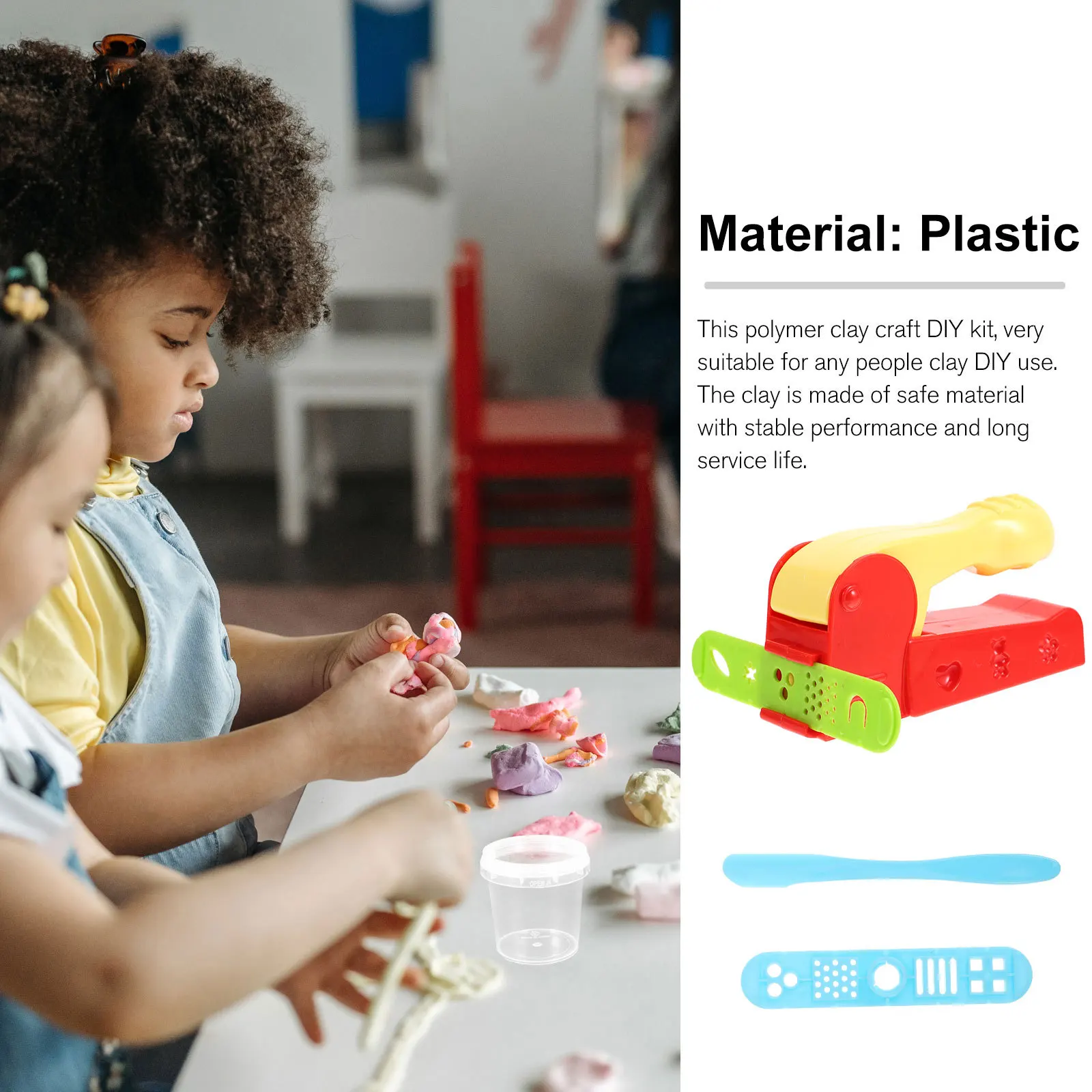 4개입 컬러 클레이 도구 세트 어린이 안전 플라스틱 창의적 놀이 키트 상상력 발달 색상 인식 모래와 진흙