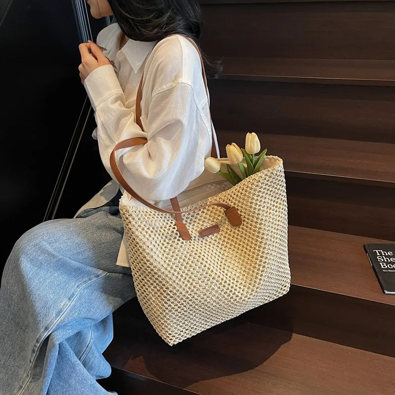 

Большая сумка-тоут ручной работы Capaci St, женская модная пляжная сумка на плечо, повседневная мягкая нейтральная сумка на молнии