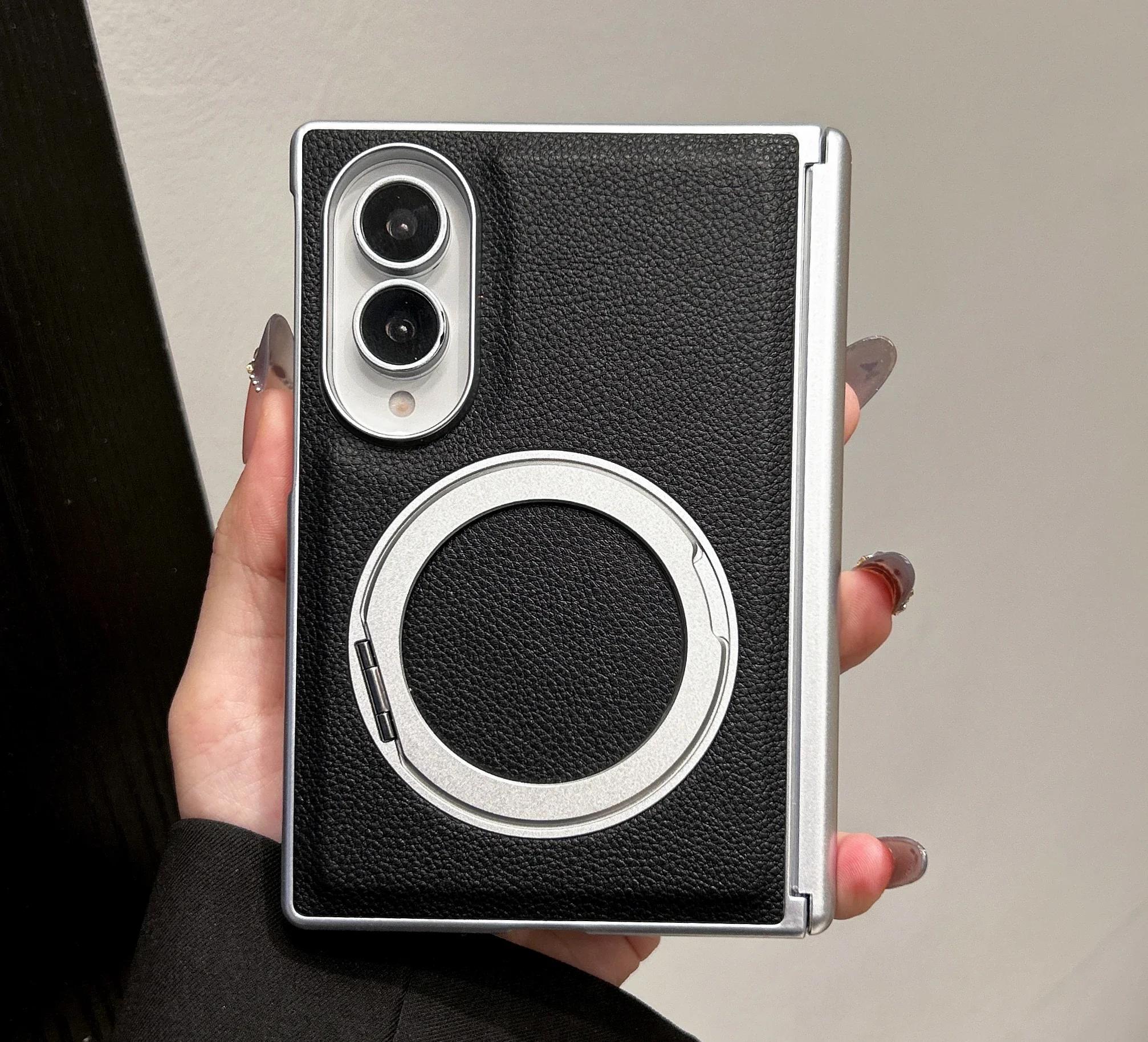 360 Stand Official Leather Magnetic Phone Case For Samsung Galaxy Z Fold 8 7 6 For Magsafe Shockproof Cover For Z Fold8 Case