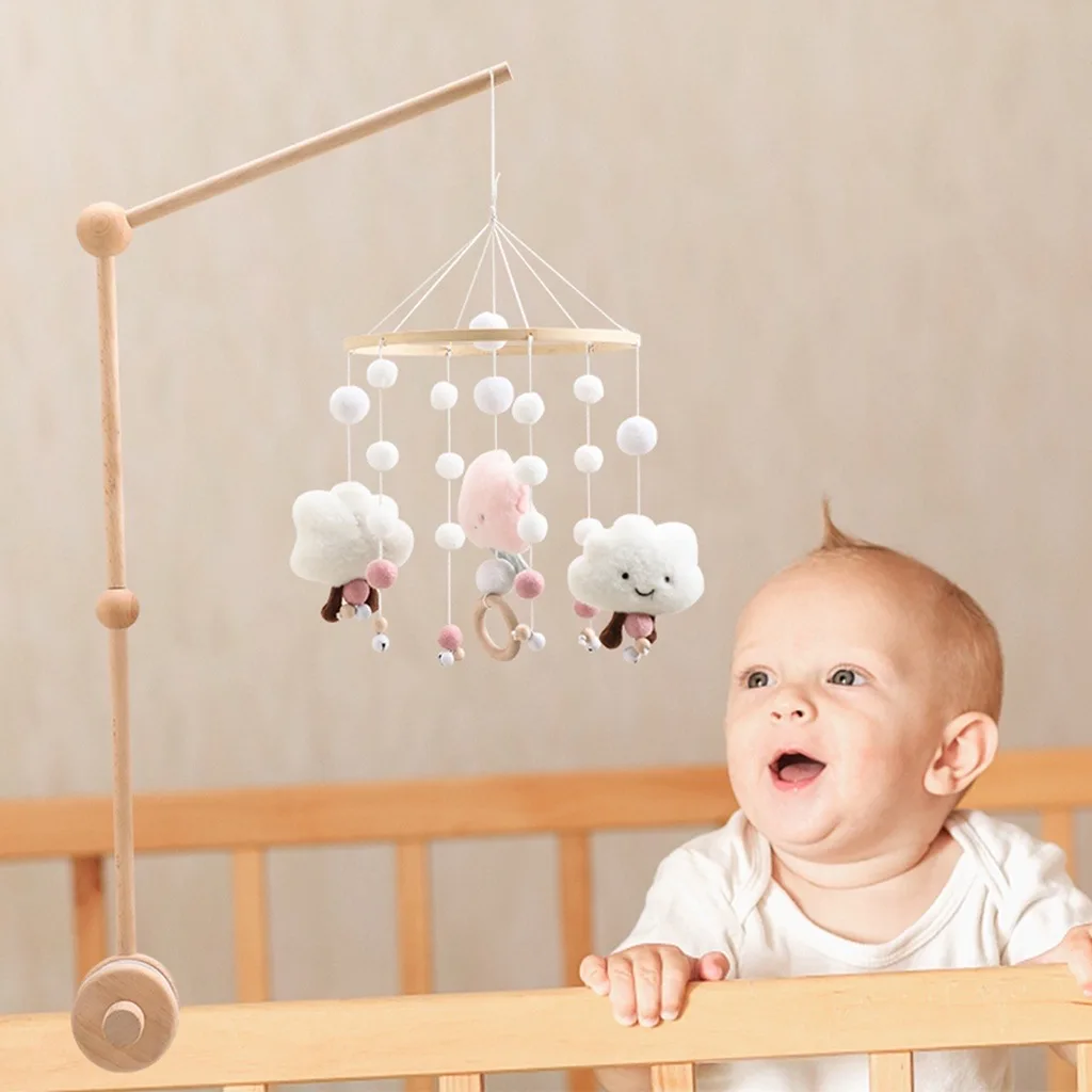 HBM 30-inch Wooden Mobile Arm for Baby Cribs - Smooth Rotating, Extra-Sturdy Anti-slip Hanger - Develops Babys Visual Skills