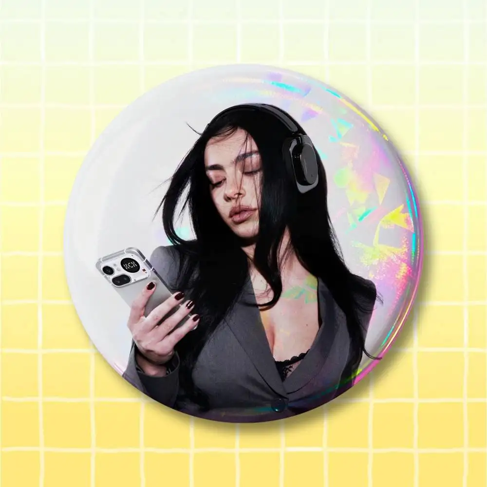 C-Charli XCX SS26 Pin Buttons Round Badge for Clothes Bags Hats Pins Accessories Backpacks Tote Bags Unisex Outfit Decor