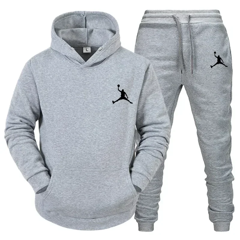 Tracksuit Sets Men\'S Casual Fleece Warm Hoodies Pants 2PCS Mens Long Sleeve Sport Suit Male Pullover Hoodies Sports Clothing