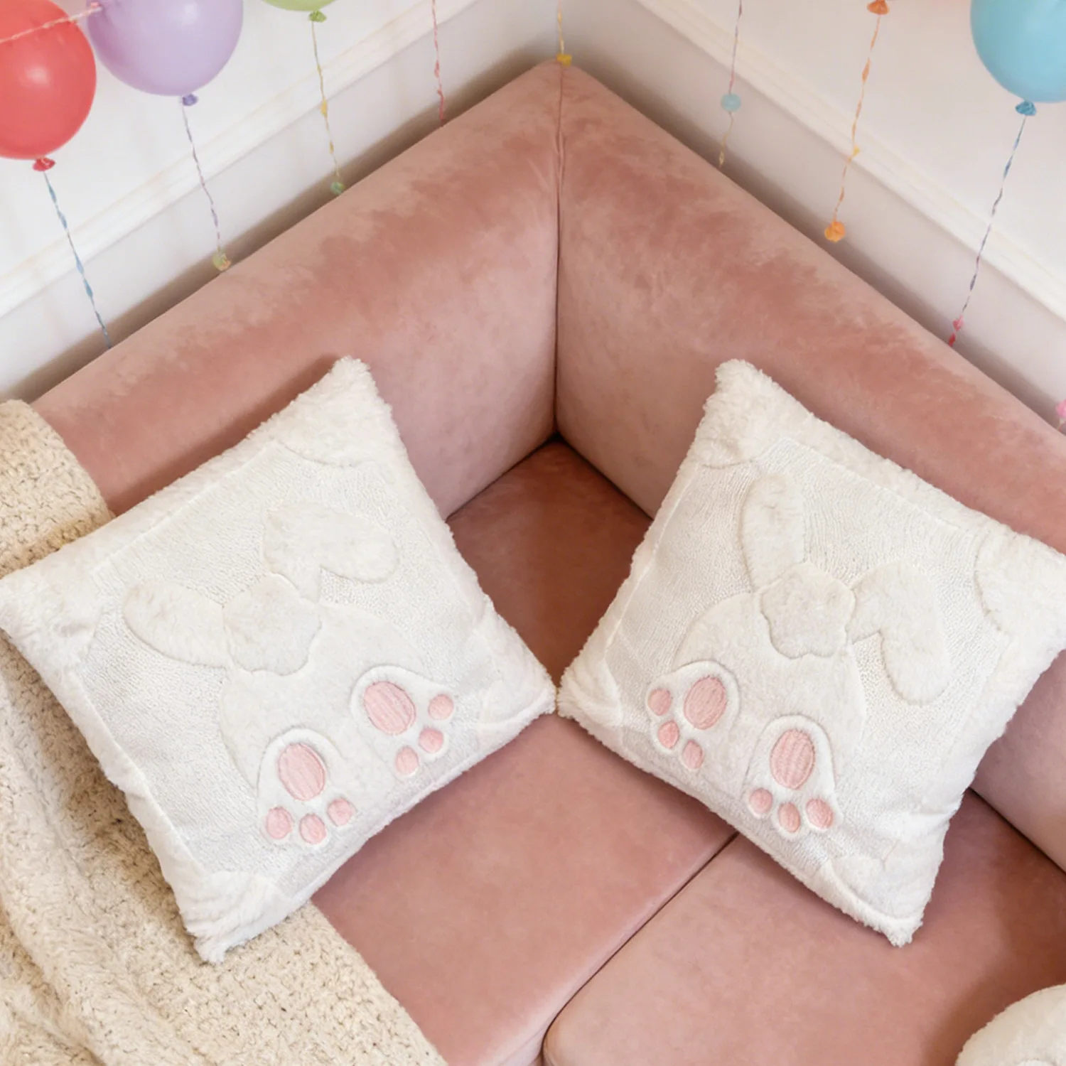 Easter Quilted 3D Cushion Cover Square Large Rabbit Adorable Comfort Cushion With Zipper Sofa Cushion