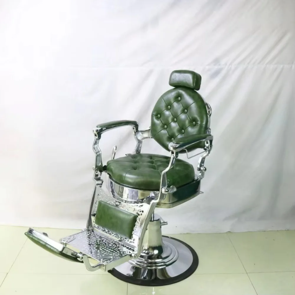 BarBer Men Oil Head Chair Barber Shop Hair Salon Metal Frame Professional Hydraulic Pump Lifting Shaving Face Hairdressing Chair