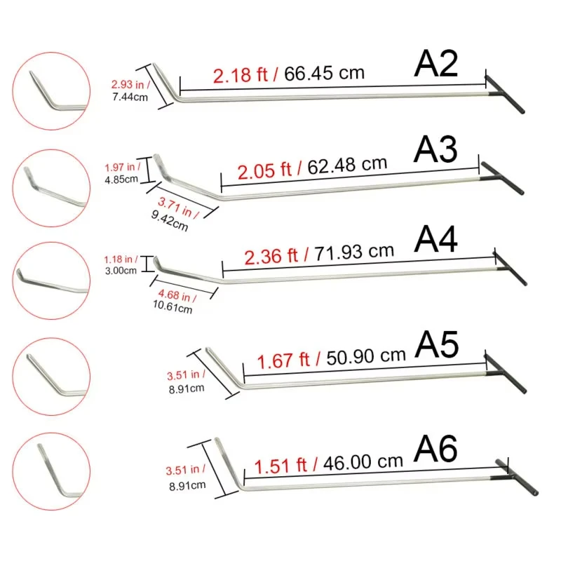 tools push Rods Dent Remover Tools Hail Damage Removal Car Ding Dent Repair Rod Hook